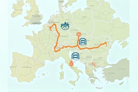 Map showing a national road network with tolled routes